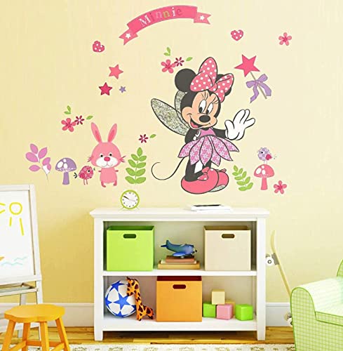 Large Mickey and Minnie Mouse Wall Decals for Kids Baby Bedroom Nursery, Disney Mirror Window Walls Stickers Removeable Vinyl Cartoon Peel and Stick (Minnie Pink) | The Storepaperoomates Retail Market - Fast Affordable Shopping