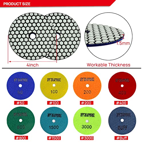 DT-DIATOOL Dry Diamond Polishing Pads 4 Inch for Granite Marble Quartz Stone Countertop Tiles 8 Pieces Grits 50 | The Storepaperoomates Retail Market - Fast Affordable Shopping