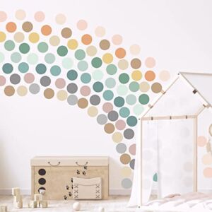 2-inch Polka Dot Wall Decals For Girls Bedroom Featuring 150 Boho Rainbow Wall Decal Stickers for Wall | Perfect For Boho Nursery and Boho Rainbow Classroom Decor | These Peel and Stick Dots For Walls are a great alternative to Wallpaper