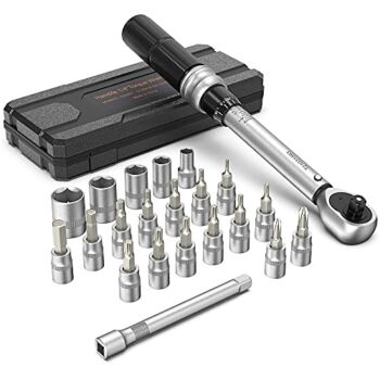 1/4 Inch Drive Click Torque Wrench Set, Handife Bike Torque Wrench Tools 33-209 in.lb / 5-25Nm with Double Scale, Extension Bar, Maintenance Kit for Road & Mountain Bicycle Torque Wrench Set | The Storepaperoomates Retail Market - Fast Affordable Shopping