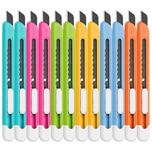 FantastiCAR 12-Pack Colorful Lightweight Box Cutter Retractable Snap-Off Utility Knife Set