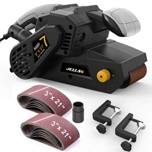 Jellas 3 × 21-Inch Belt Sander with Dust Bag, 7Amp Sander Machine with Variable-speed Control, 2 in 1 Vacuum Adapter, 10Feet (3 meters) Length Power Cord BS750-SD