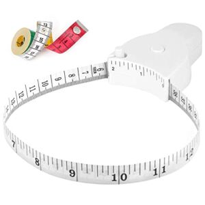 Body Measuring Tape 60 inch(150cm), Body Tape Measure, Lock Pin and Push Button Retract, Body Measurement Tape Soft Cloth Fabric Tape Kit for Weight Loss, White + Multicolor