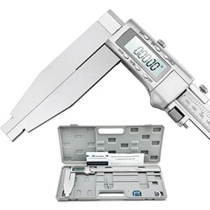 Mxmoonfree 12 Inch Digital Caliper Long Jaw Caliper with 6″ Jaw Depth Calipers Measuring Tool All-Metal Frame Large LCD Screen 0.0005″/ 0.01mm Resolution (12″/ 300mm)