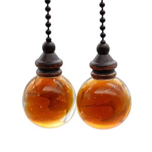 Ceiling Fan Pull Chain 12 Inch Ceiling Fan Chain Extender with Chain Connector Home Wedding Decor Ornament Pendant Amber Crystal Ball 30mm Diameter (2X)