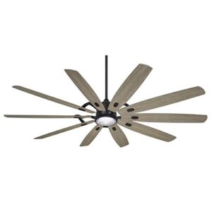 Minka Aire F865L-CL/SG Barn H2O 84″ Outdoor Ceiling Fan with LED Lights and Remote Control, Coal