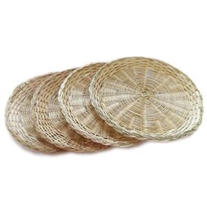 BB HOME ZHONGER BHO Hand Weave Bamboo Paper Plate Holder 9in Set of 4 for Picnic Home Party and Daily Dinning