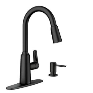 Moen Edwyn 87028BL Matte Black 1-Handle Deck-Mount Pull-Down Handle Kitchen Faucet (Deck Plate Included)