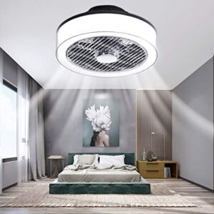 IYUNXI Modern Ceiling Fan with Lights Remote Control 15 Inch Flush Mount Ceiling Fan Dimmable 3-Speed Low Profile Ceiling Fan Light Timing 72W Enclosed Ceiling Fan for Bedroom Living Room