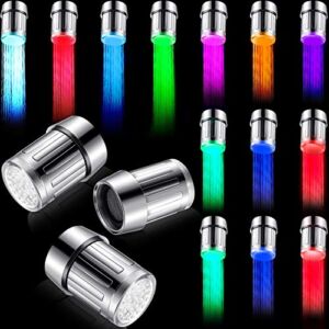 3 Pieces LED Water Faucet Light Color Changing Faucet for Kitchen and Bathroom (Fixed LED Faucet)