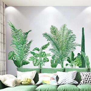 Tropical Plants Leaves Peel and Stick Wall Stickers, MODOWEY Waterproof Palm Tree Wall Decal Decor, DIY Wall Art Decor Murals Wallpaper Home Decorations for Living Room Bedroom Door Decor