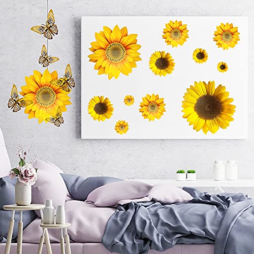 39PCS Sunflower Wall Stickers & 3D Gold Butterfly Wall Stickers,Peel and Stick Yellow Sunflower Wall Decor,Removable Waterproof Wall Decals for Living Room Bathroom Bedroom Decoration | The Storepaperoomates Retail Market - Fast Affordable Shopping