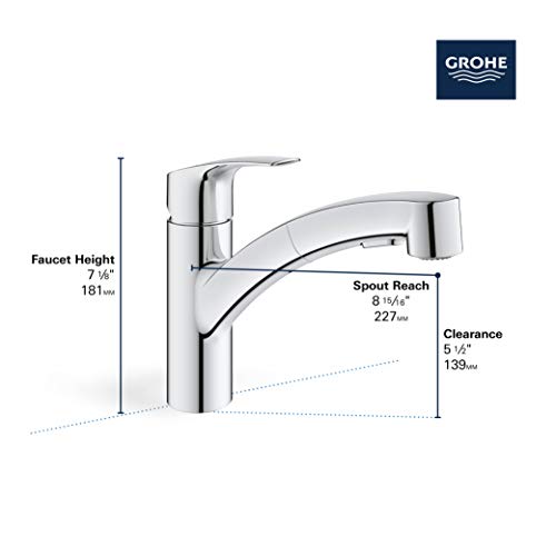 GROHE 30306DC1 Eurosmart Single-Handle Dual Spray Pull-Out Kitchen Faucet, Supersteel | The Storepaperoomates Retail Market - Fast Affordable Shopping