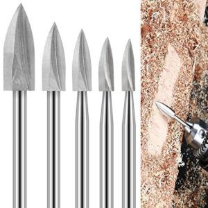 Wood Carving Drill Bits Set for Rotary Tool 5PCS Wood Carving Tools for Drill Accessories with 1/8” Shank for Carving Grinding Engraving Drilling