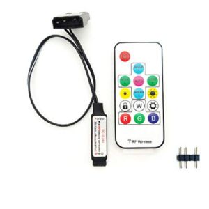 Computer Fan Lighting Effect Controller, 5V 3-Pin/12V 4-Pin RGB Fan Equipment Wire Control/Remote Controller with On/Off Swtich and Brightness Adjustment