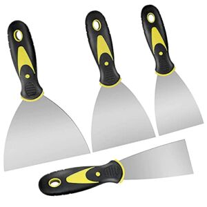 Pack of 4 Putty Knife Set, 2,3,4,5 inch Wide Spackle Putty Knives Metal Scrapers Putty Scrapers for Drywall, Putty, Decals, Wallpaper, Baking, Patching and Painting
