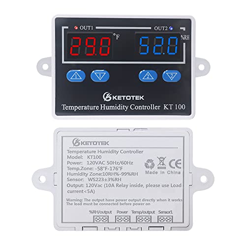 KETOTEK Temperature Humidity Controller Digital Thermostat Module 120V, Heating Cooling Humidification and dehumidification Control 110V 10A, Fahrenheit Display | The Storepaperoomates Retail Market - Fast Affordable Shopping