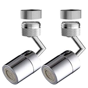 2 Pack 720-Degree Dual-Function Kitchen Sink Faucet Aerator, Large Angle Swivel Kitchen Sink Faucet Attachment with Two Water Outlet Modes Water Saving Faucet Aerator-15/16 Inch -27UNS Male Thread