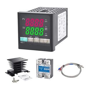 CGELE PID Temperature Controller Kit Voltage AC 100~240V Comes with SSR 40DA Solid State Relay, K Type Thermocouple Sensor, and Black Heat Sink…