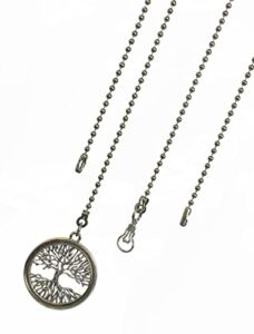 QiChi Large Detailed Tree of Life Fan Light Pull Chain Ornament Silver