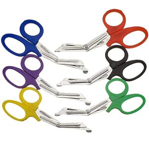 6 pcs EMT Trauma Shear Heavy Duty Assorted Rainbow, Ideal for EMS, Nurse, Medic, Police and Firefighter, Strong Enough to Cut A Penny in Half