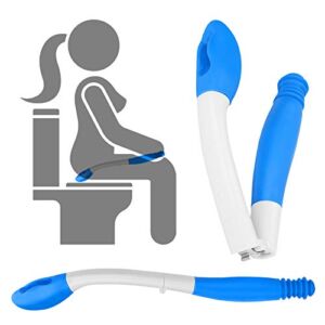 Foldable Toilet Aids for Wiping, Jhua 15.7″ Long Reach Comfort Butt Wiper with PV Carrying Bag, Bottom Buddy Wiping Aid Tools, Toilet Paper Aids Tools Tissue Grip Self Wipe Assist Holder, Blue