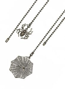 QiChi Silver Tone Spider and Web Fan Light Pull Chain Ornament Set