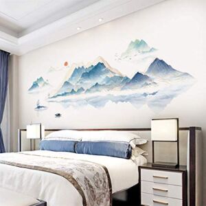 ROFARSO 78.7” x 28.3” Huge Chinese Style Vast Mountains and Rivers Wall Stickers Vinyl Removable Large Wall Decals Art Decorations Decor for Bedroom Living Room Office Study Room Murals