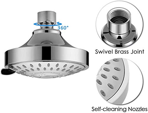 Shower Head ,Ezelia High Pressure Shower Head ,5 Spray Settings Fixed Shower Head with Self-Cleaning Jet Nozzle , Easy to Install | The Storepaperoomates Retail Market - Fast Affordable Shopping