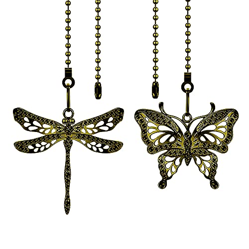 Dotlite Bronze Ceiling Fan Pull Chain Set,Decorative Fan Pull Chain Pendant Extension,12 Inches Lighting & Fan Beaded Ball Fan Pull Chain Extender with Connector,Dragonfly and Butterfly,2Pack (Bronze) | The Storepaperoomates Retail Market - Fast Affordable Shopping