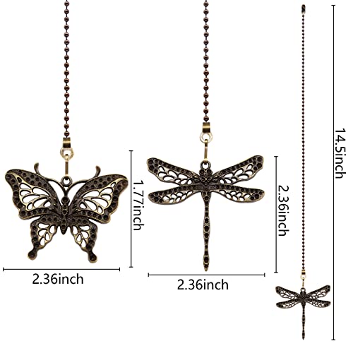 Dotlite Bronze Ceiling Fan Pull Chain Set,Decorative Fan Pull Chain Pendant Extension,12 Inches Lighting & Fan Beaded Ball Fan Pull Chain Extender with Connector,Dragonfly and Butterfly,2Pack (Bronze) | The Storepaperoomates Retail Market - Fast Affordable Shopping