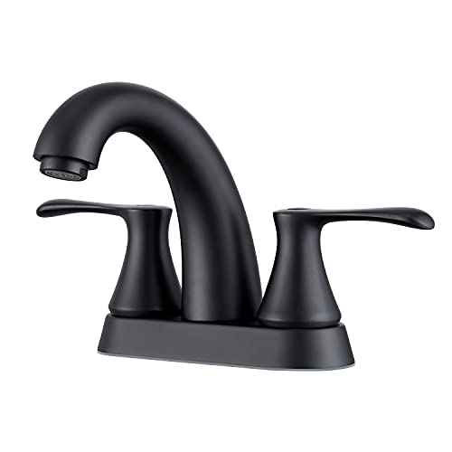 Lexdale Bathroom Sink Faucet Vanity Faucet Centerset 2 Handles Black Brass Bathroom Lavatory Faucet with Pop up Drain and Supply Lines | The Storepaperoomates Retail Market - Fast Affordable Shopping