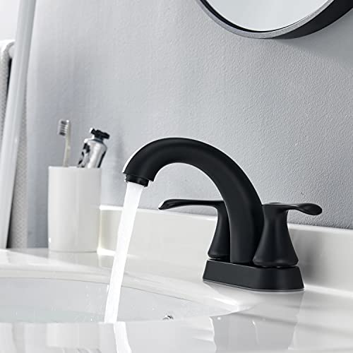 Lexdale Bathroom Sink Faucet Vanity Faucet Centerset 2 Handles Black Brass Bathroom Lavatory Faucet with Pop up Drain and Supply Lines | The Storepaperoomates Retail Market - Fast Affordable Shopping