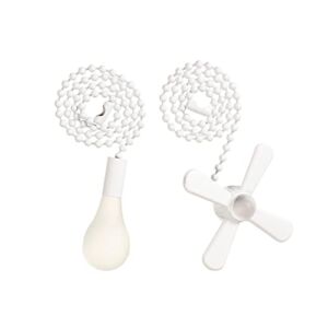 Ceiling Fan Pull Chain Fan Pulls Light and Fan Decorative Room Accessories 2pcs 3mm Diameter Beaded Ball Fan Pull Chain,13.6 Inches Fan Pulls Set with Connector for Ceiling Fan Light and Lamps,White