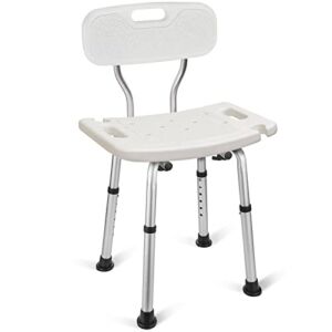 Kuloki Tool-Free Shower Chair for The Disabled and Elderly,SPA and Bathtub Seat with 6 Adjustable Heights, Bath Stool with Removable Back, Medical Bench for Patient