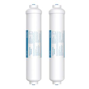 Vegebe Inline Water Filter for Ice Maker, Refrigerator, Under-Sink Reverse Osmosis Water System, Post Activated Carbon Water Filter Replacement Cartridge with 1/4-Inch Quick-Connect (Pack of 2)