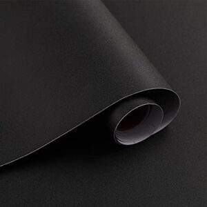 15.7″X118″Black Wallpaper Black Contact Paper Waterproof Peel and Stick Self Adhesive Wallpaper Removable Easy to Clean Vinyl Film Decorative for Desk Wallcovering Furniture Countertop Cabinet
