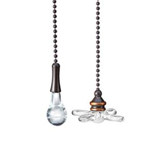 TWDRTDD Ceiling Fan Pull Chain, Fan Pulls Set with Connector,2 Pieces 6 Inches 3mm Diameter Copper Beaded Ball Fan Pull Chain Pendant (ORB)