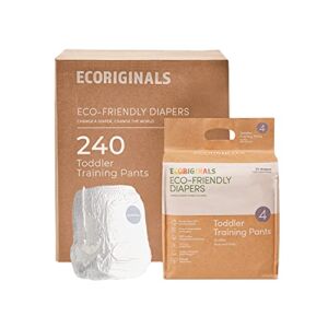 Ecoriginals Eco Disposable Training Pants Diapers | Toddler Size 4, 22-30lbs | 12 Pack, 240 Count | Plant-Based, Non-Toxic