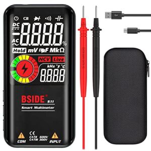 BSIDE Rechargeable Digital Multimeter Color LCD 3 Results Display 9999 Counts Auto Range Ohmmeter Cap Ohm Hz Diode Duty Cycle Voltage Tester