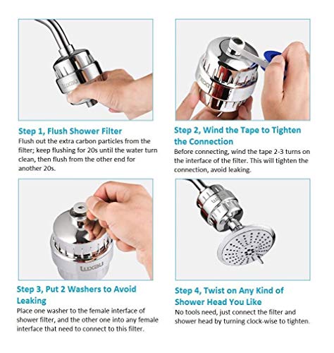 Luxau 20 Stage Shower Filter w/ 3 Cartridge, Shower Head Filter, Reduce Well Hard Water Chlorine Heavy Metal & Impurity, Improve Skin Hair, Fit Standard Handheld Showerhead Fixed Rainfall, Chrome | The Storepaperoomates Retail Market - Fast Affordable Shopping