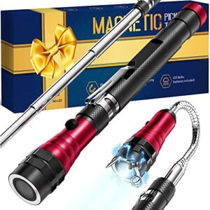 Gifts for Men Dad,Magnet Tool Telescoping Magnetic Pickup Light,22″” Extending Magnet Stick Cool Tool Gadget for Men,Unique Birthday Gift for Men HIM,HER,Husband,Grandpa, Stuff for Hard to Reach Place