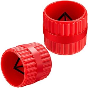 2 Pieces Red Inner-Outer Reamer Pipe and Tube Deburring Reamer Tubing Chamfer Tool for PVC/PPR/Copper/Brass/Aluminum Tubes(3/16-inch to 1-1/2-inch)
