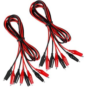 4 Groups 1M Alligator Clips Electrical, Insulated Test Leads with Alligator Clips, Stamping Double-ended Jumper Wires for Electrical Testing, Circuit Connection, Experiment (Red & Black)