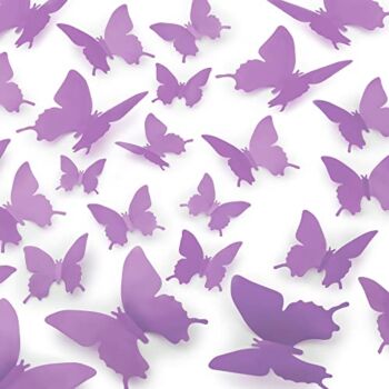 Zulay Home 3D Butterfly Wall Decor – 24pcs Butterfly Decor with 3 Different Sizes – Removable DIY Butterfly Decorations for Room, Birthdays, Parties, Cake Decal, Weddings, Kids Bedroom (Lavender) | The Storepaperoomates Retail Market - Fast Affordable Shopping
