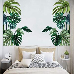 SENGTER Tropical Leaves Wall Decals Removable Jungle Green Palms Tree Plant Wall Stickers for Living Room Kids Room Bedroom Playroom Decor