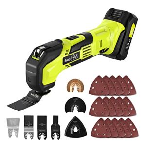 Cordless Oscillating Tool, SnapFresh 20V Battery-Powered Oscillating Multi-Tool with 6 Variable Speed Control and 22pcs Accessories for Trimming,Cutting, and Removing, Battery and Charger included
