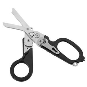SJDWDX Raptor Response Emergency Shears – 6 Functions Scissors with Utility Holster – Black Fold-able Durable Steel Tactics Multi-Tool with Strap Cutter and Glass Breaker