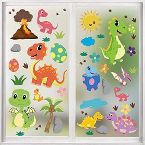 KIMOBER 85PCS Dinosaur Window Clings Decals, Window Glass Decorations with Dinosaur Footprints Eggs for Toddlers Kids