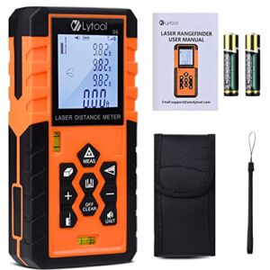 Laser Measurement Tool 165FT/50M, Lytool Laser Tape Measure with M/in/Ft Unit Switching, 2 Bubble Levels, LCD Backlit, Three Pythagorean Modes. Suitable for Measuring Distance, Area and Volume